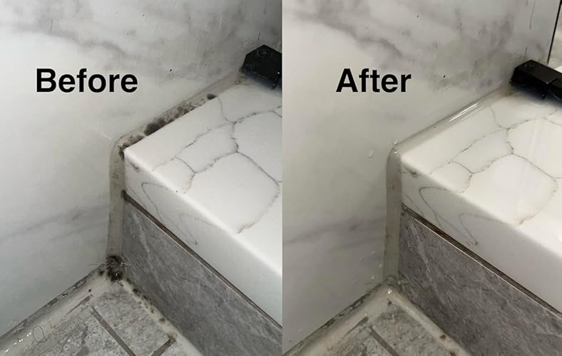 Tile grout before and after the gel